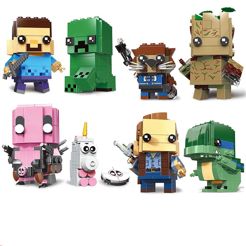 Mainan Lego Anak NEW Brickheadz Marvel Super Heroe Deadpool Brick Heads Jurassic World Building