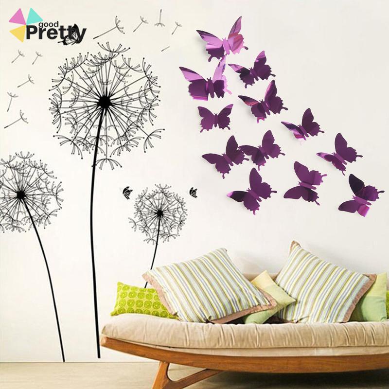 3D Butterfly Wall Sticker Hiasan Dinding Kupu Kupu Cermin Kupu kupu Dekorasi Kaca Kupukupu butterfly Mirror Wall Sticker set 12 pcs Buttefly Hiasan Dinding butterfly Tiga -Dimensi Pet Mirror