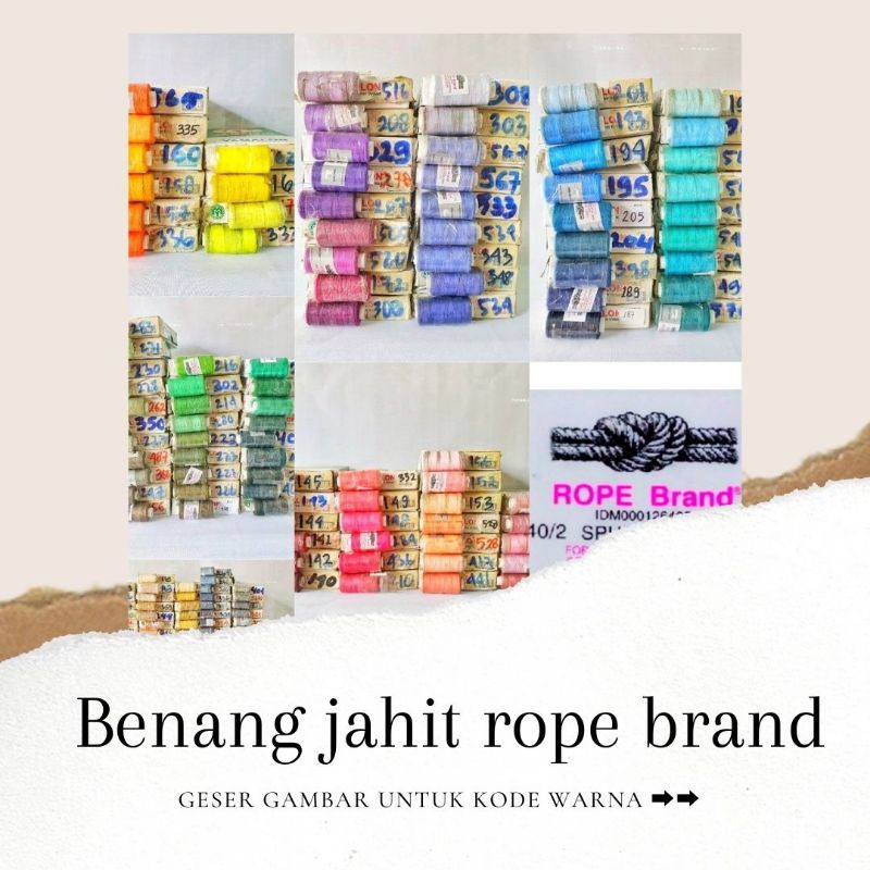 Benang jahit merk tambang (rope brand ASLI) / 150 macam warna (500yard)