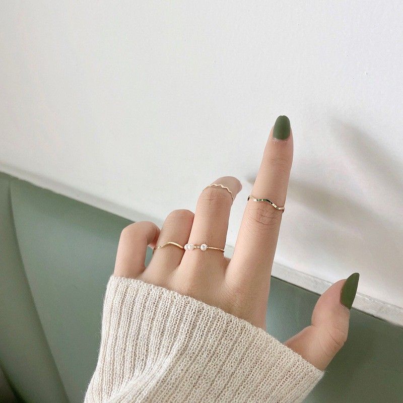 Cincin Set 5 Pcs Gaya Korea Aksesoris Fashion Wanita