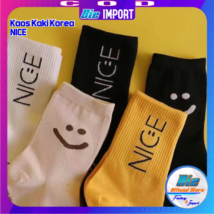 Kaos Kaki Korea Wanita Motif Nice Impor Best Seller