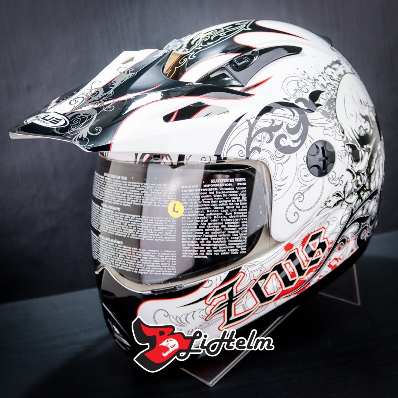 ZEUS HELM ZS2100 B MOTIF | WHITE E13 SILVER | ZS-2100 B