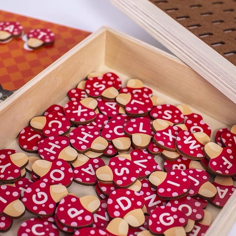 learning alphabeth puzzle mushroom mainan edukasi anak