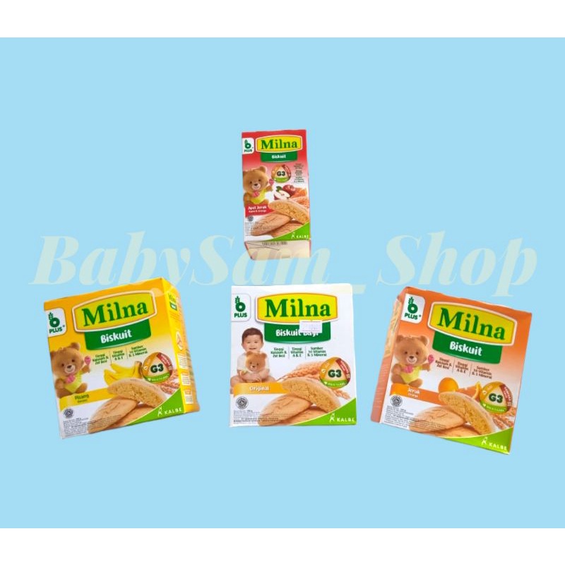 Milna Biskuit Bayi Sehat 6+ Camilan Snack Biscuit Cemilan Selingan MPASI untuk usia anak 6 bulan 130g &amp; 65g