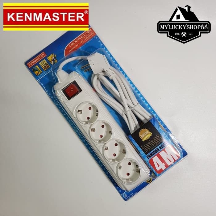 Kenmaster Stop Kontak 4 Lubang 4 Meter Overheat - 4 Socket 4M