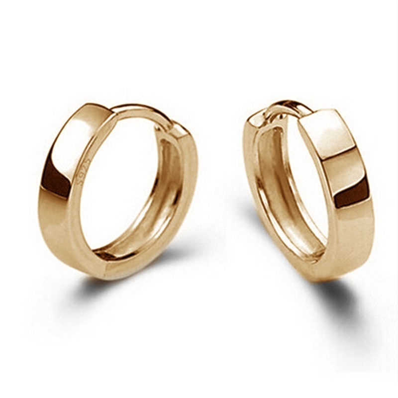 Anting Bulat Warna Silver / Gold Untuk Pria / Wanita