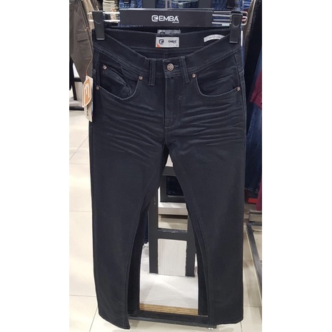 CELANA JEANS HITAM PRIA BRAND EMBA ORIGINAL (27-38) SLIMFIT