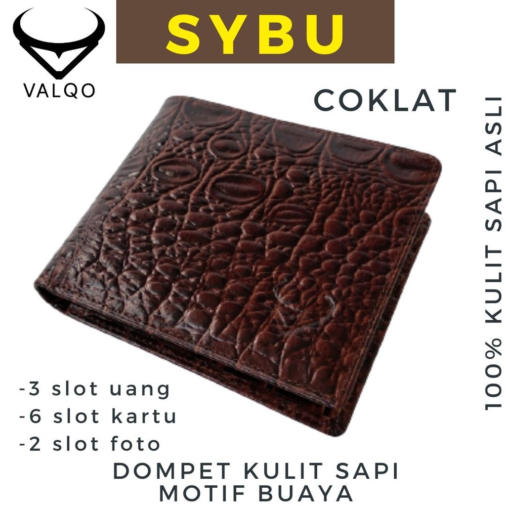 [VALQO] Dompet SYBU Kulit Sapi Motif Buaya Cowok Pria Laki Bisa COD