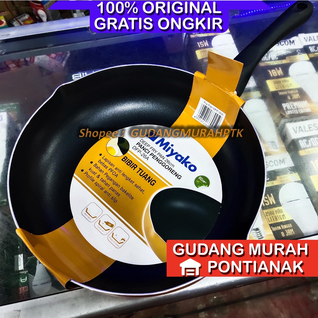 Panci Wajan Teflon Tinggi ANTI LENGKET Miyako Deep Frypan Tumis Miyako DFP 26 A Serbaguna Bibir Tinggi dan Luas permukaannya