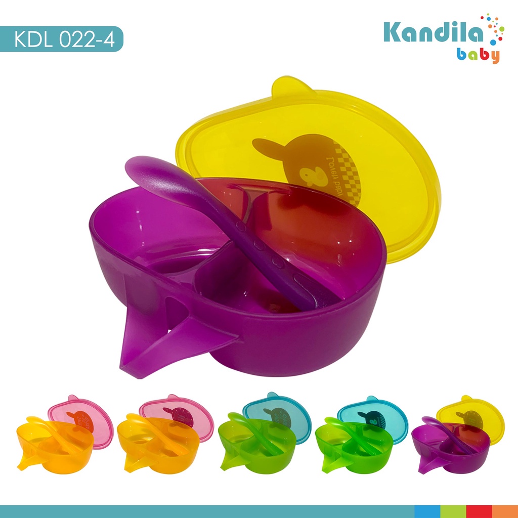 KANDILA BABY  FEEDING BOWL + SPOON SET / KDL 022-4 / Tempat Makanan Bayi Mangkuk Sendok