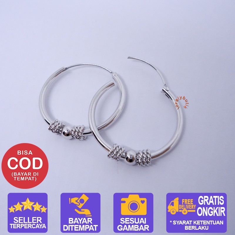 Anting Xuping Perhiasan Fashion Wanita Anting Wanita Bulat Gipsi  Warna Silver