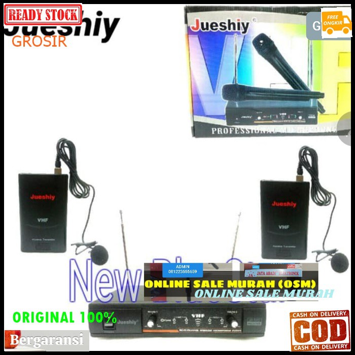 G130  Jueshiy original 100% Mic jepit wireless system mik wireles sistem dual sepasang microphone condesor klip clip tie baju kerah pro karaoke mikrophone audio sound vokal vocal professional pro panggung dj studio Kancing sensitif aux ceramah pidato acar