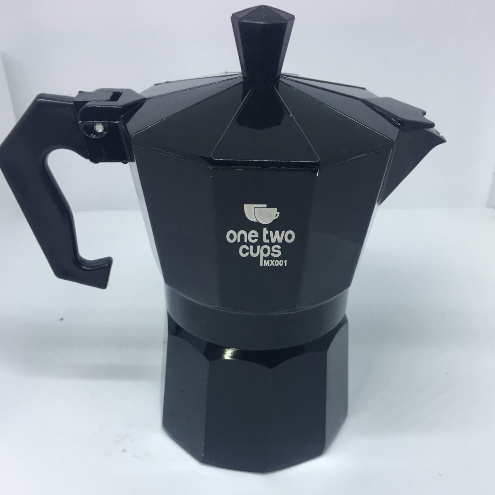 MPro 50 / 100 / 200 / 300 /450 ml Espresso Moka Pot Teko Stovetop Filter Coffee Maker (5 Ukuran)  Silver / Black OneTwoCups