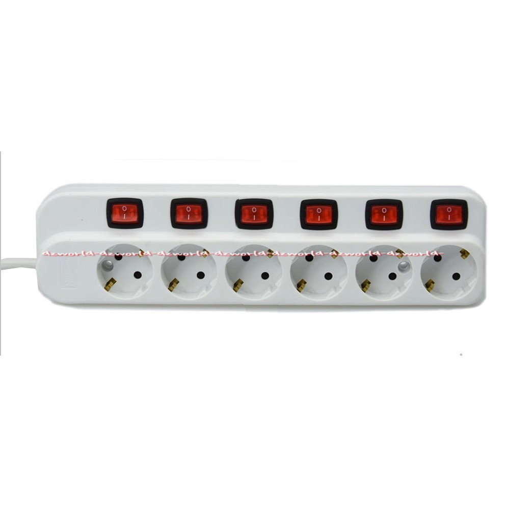 Krisbow Stop Kontak 6 Putih Colokan Kabel Socket Dengan Tombol On Off Ekstensi Kabel Sambung Putih Dengan Stop Kontak Masing-Masing Colokan 6Lubang White Soket With Switch On Off