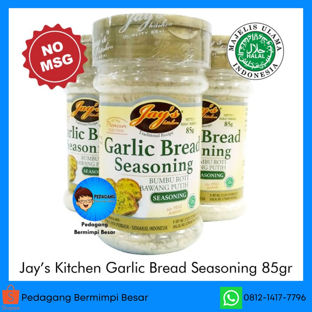 Jay's Kitchen Garlic Bread Seasoning 85gr | Bumbu Roti Bawang Putih | Bumbu Garlic Bread