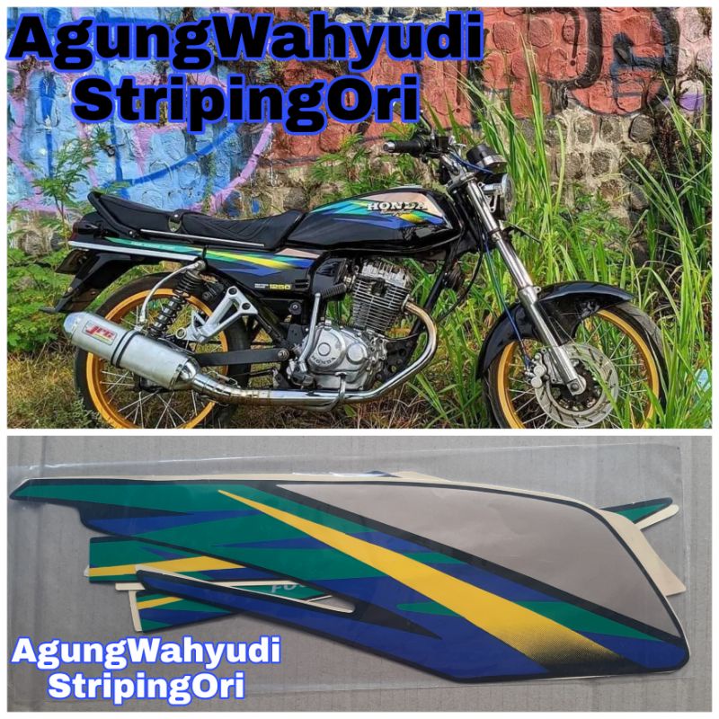 STIKER STRIPING LIS BODY MOTOR HONDA GL MAX NEOTECH BIRU HITAM HIJAU 1997 1998 97 98