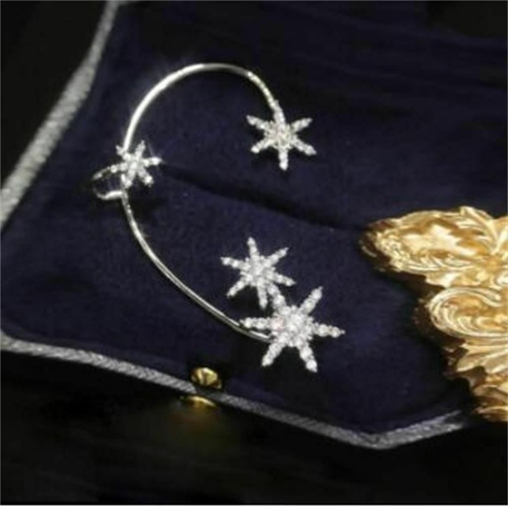 1pc Anting Klip Tanpa Tindik Bentuk Snowflake Untuk Wanita