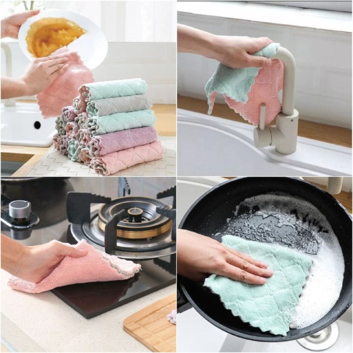 Kain Lap Serbaguna/ Kain Dapur Serap Minyak dan Air/ Kain Meja Piring Microfiber Beludru