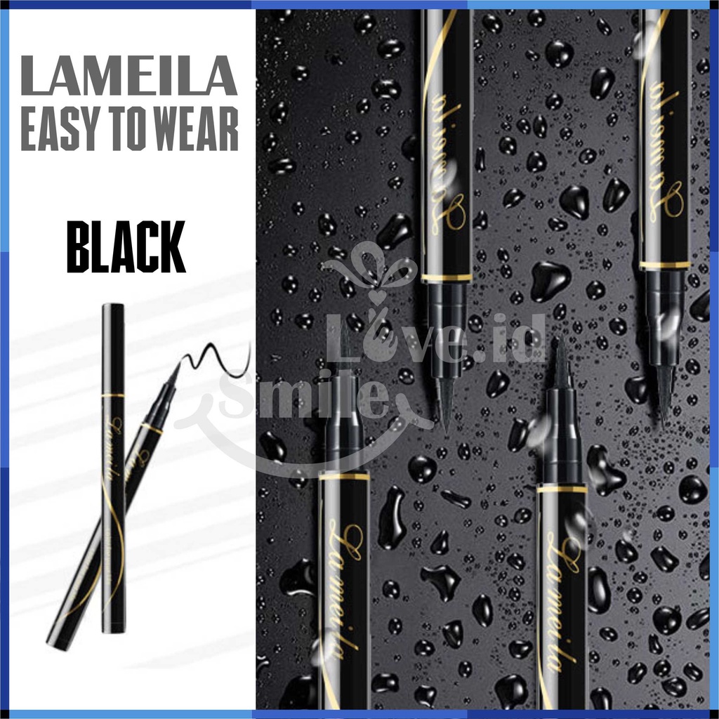 Smilelove Lameila Eyeliner Pencil Cair Warna Hitam Anti Air Tahan Lama Black Hitam L17