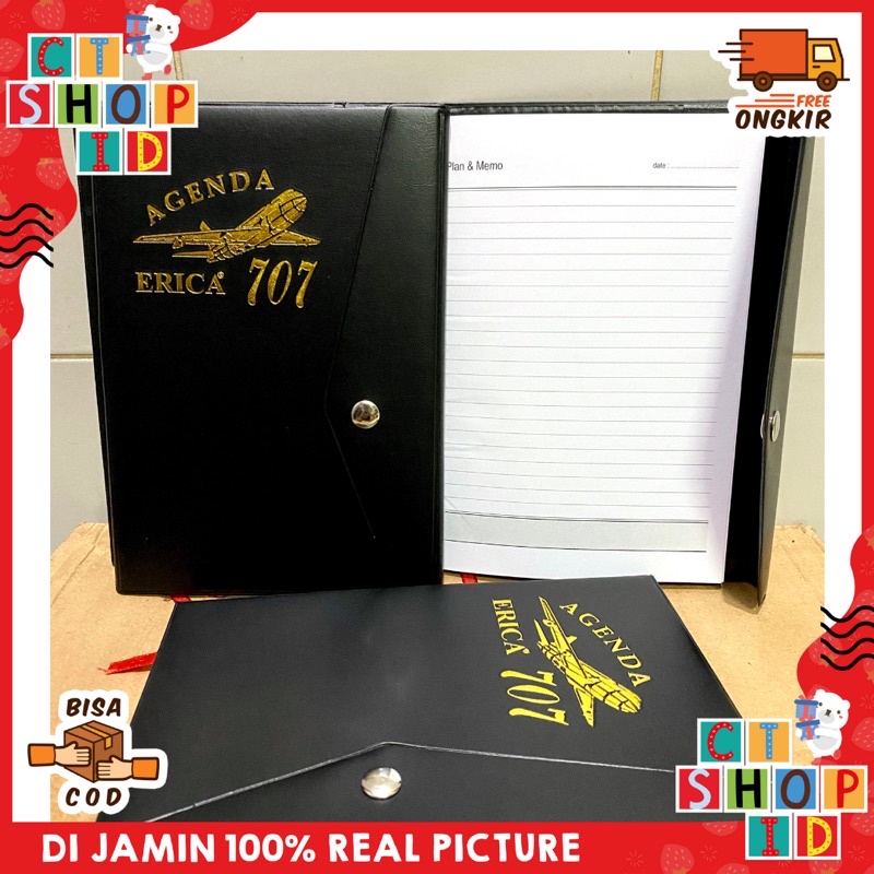 CTShopID Buku Agenda BESAR 707 Hitam Kancing Untuk Sekolah / Kantor