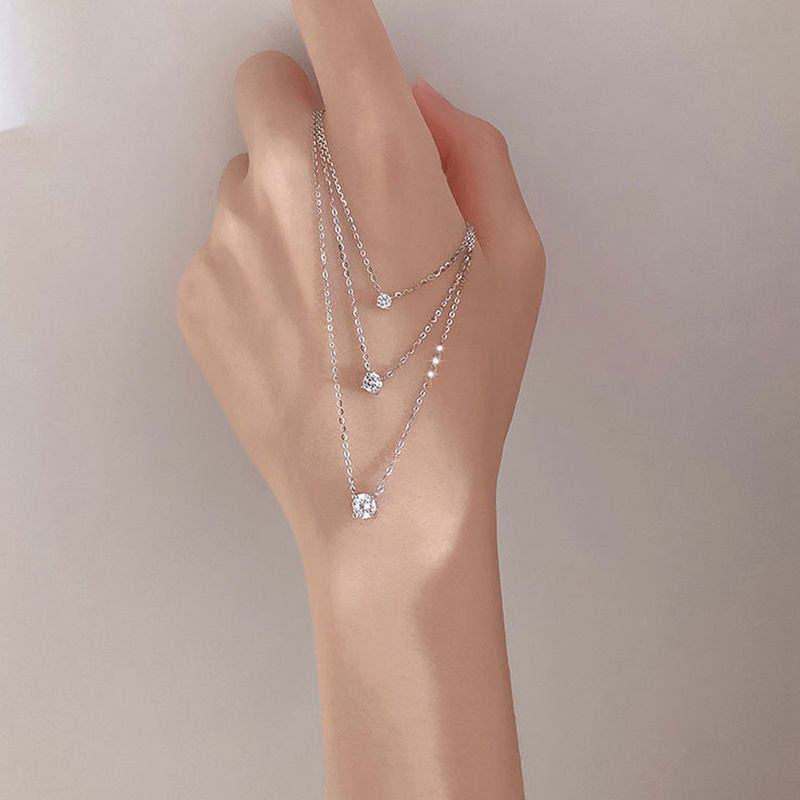 Kalung Choker 925 Sterling Silver Hias Kristal Kubik Zirkonia Warna Emas Untuk Wanita