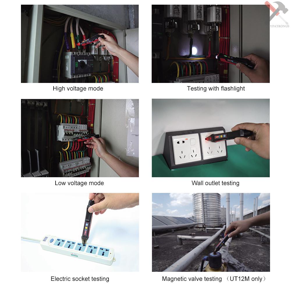 Uni-T Ut12E Tespen Tester Tegangan Listrik Ac 24v-1000v Tanpa Kontak Portable Dengan Lampu Senter Led