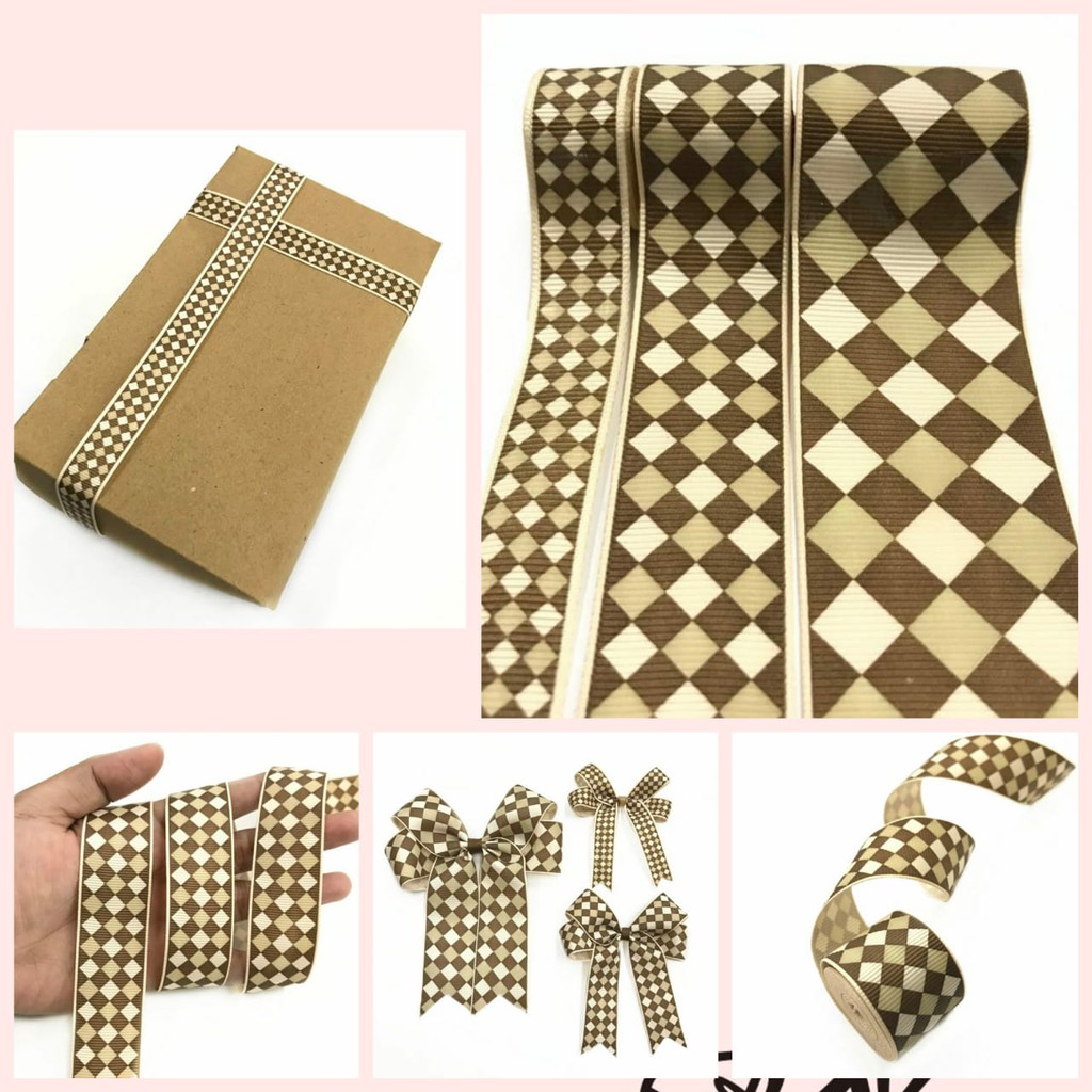 1 YARD - PITA KADO | PITA HAMPERS | GROSGRAIN MOTIF WAJIK 3 PILIHAN SIZE