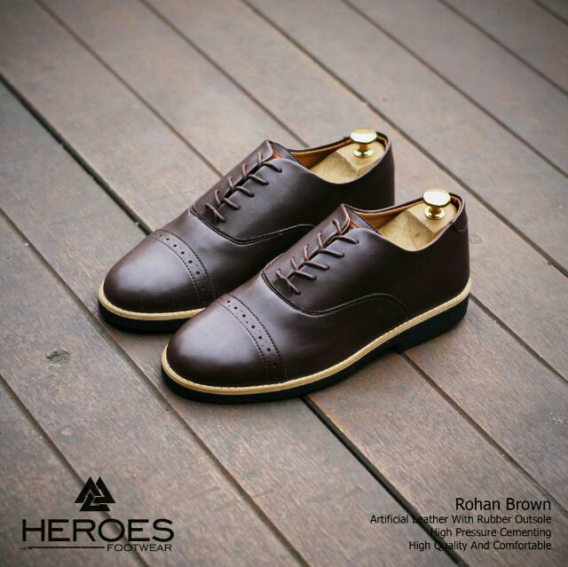 ROHAN BLACK | FORIND x Heroes | Sepatu Oxford Pantofel Santai Kerja Kantor Kuliah Kulit