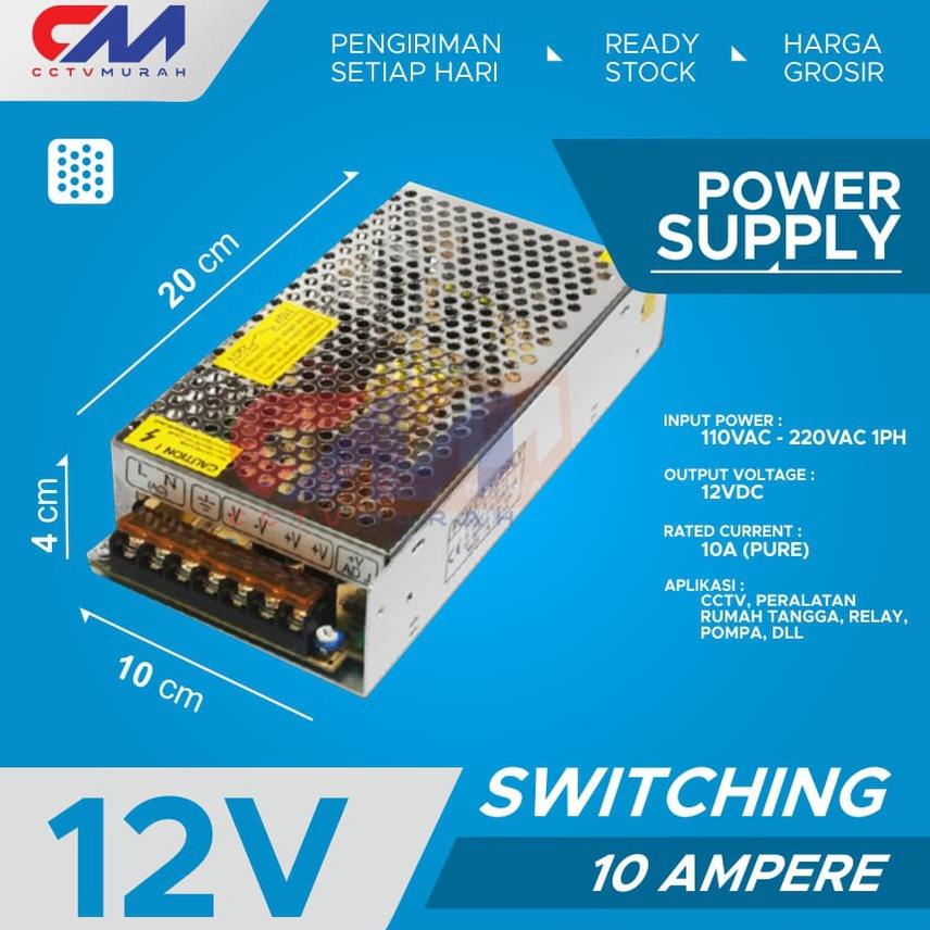 Power Supply Led Cctv 12V 10A Swithcing 20Cm Power Supply 12V10A Jaring Buat Kamera Cctv Led 120W