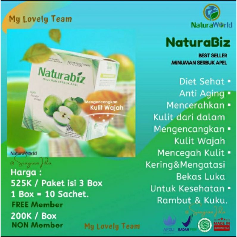 

NaturaBiz Minuman Serbuk apel Untuk Kesehatan Kulit & tubuh 1pkt isi 3 box