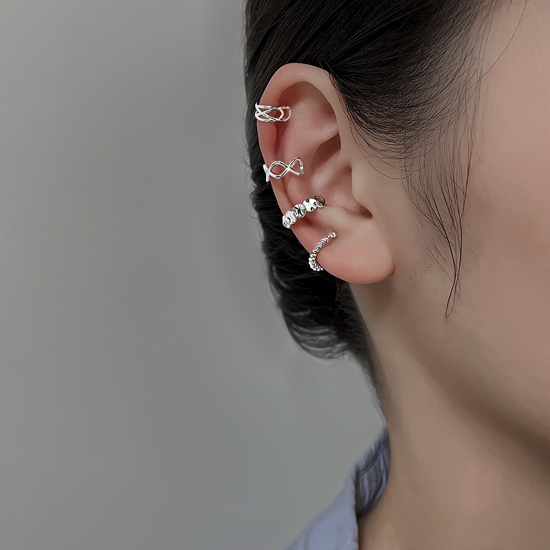 1 Pcs Korean Double Layer Non-perforated Ear Clip Geometric Chain Ear Buckle Earrings Fashion Accessories