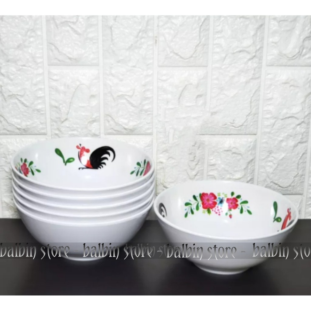 Mangkok bulat melamine ware 7inc.asli ayam jago _ isi 3 pcs