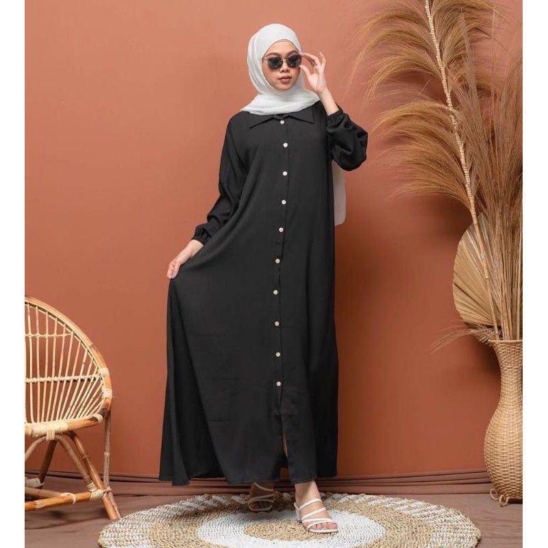 Gamis Nidia Moscrepe Premium Busui Bumil Gamis Full Kancing Fashion Wanita DRESS MOSCREPE TERBARU