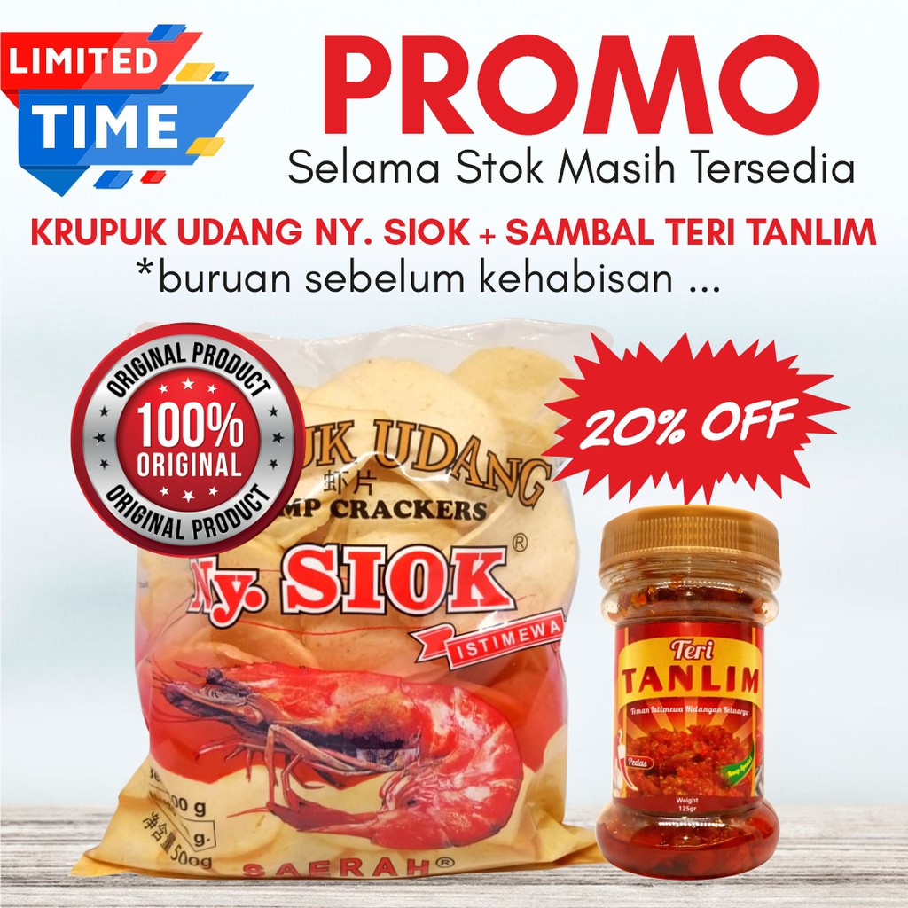 Krupuk Udang Oval Ny. Siok 500gr + Sambal Teri Tanlim