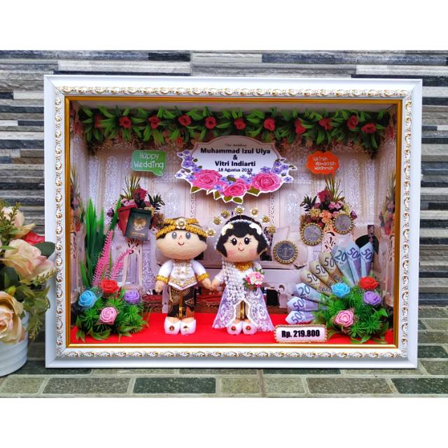 Mahar uang hias + boneka pengantin jawa