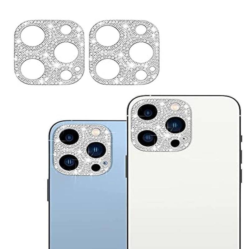 Case Pelindung Lensa Kamera Belakang 3D Aksen Berlian Bling Untuk iPhone 13 12 11 Pro MAX Mini