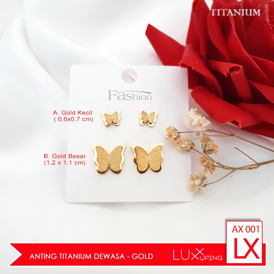 AX 001 Anting Titanium Kupu Kupu Anti Karat Perhiasan Stainless Steel Murah Berlian Anting Tusuk Kupu Rose Gold Anting Gold Giwang Emas Imitasi Anting Anti Karat Selamanya Anting Mewah Luxx Xuping