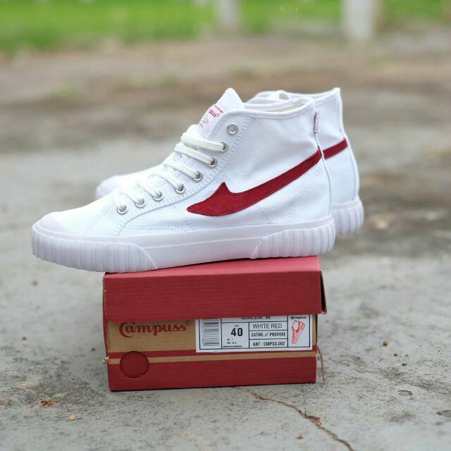 Sepatu Campuss Vintage Gazelle High White Red