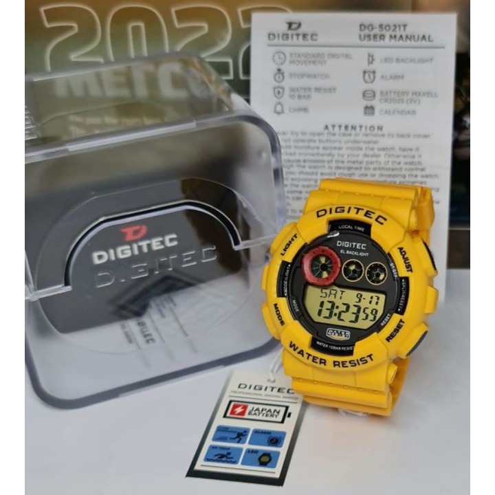 Jam Tangan Pria Digitec 5021 DG 5021 Original Digital Tahan Air Tali Rubber Digitec Original