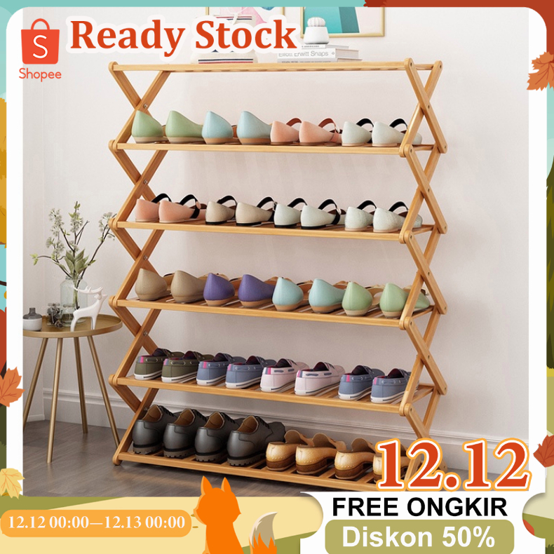 Jual Ih Rak Sepatu Kayu Zigzag Rak Tempat Sepatu Silang Rak Bunga