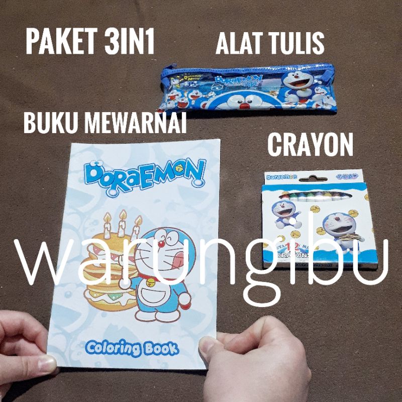 

Paket Kado Murah 3in1 Buku Anak Mewarnai Kucing Doraemon Set Alat Tulis Crayon