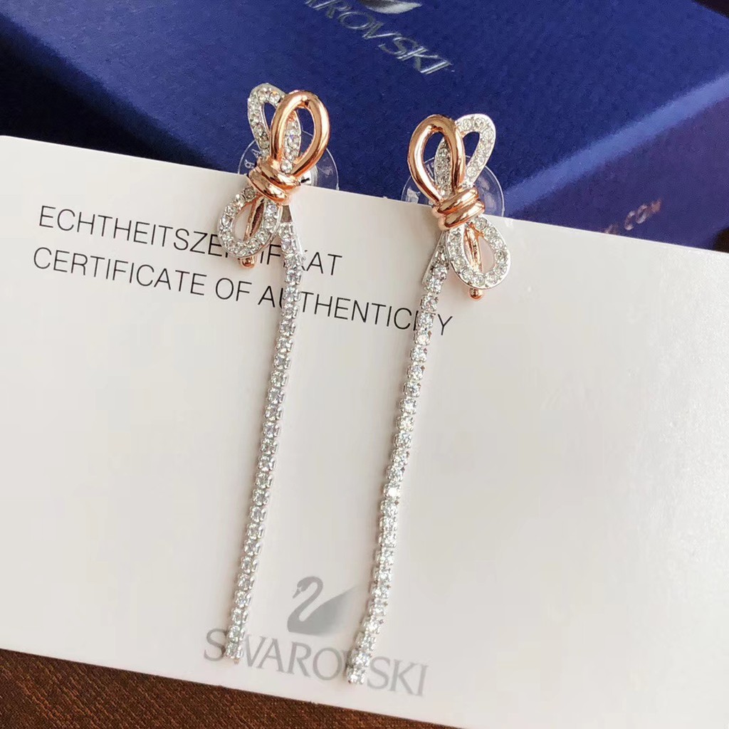 ANTING SWAROVSKI SHALIN  100% ORIGINAL "LIFELONG BOW PIERCED EARRINGS"