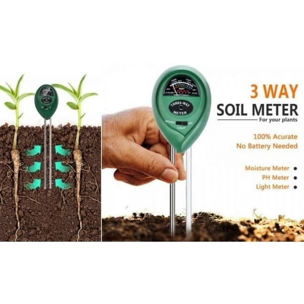 Mediatech Soil meter 3 in 1 Soil Moisture Tester (pH, Moisture, Light) Pengukur pH Meter Tanah
