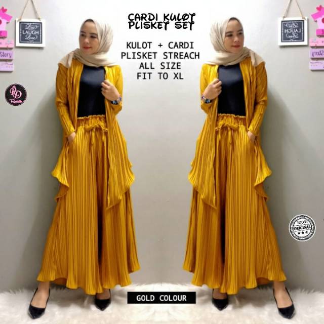 Cardi Kulot Plisket Set