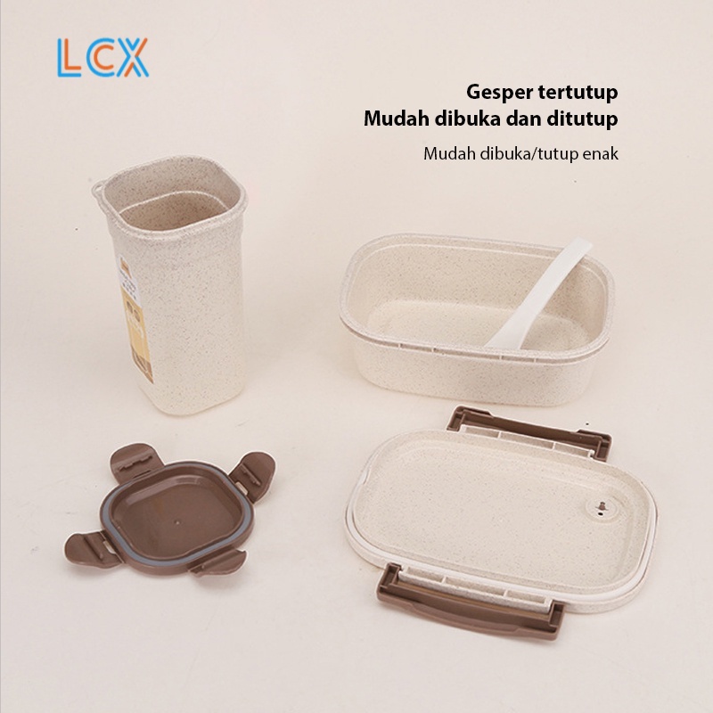 LCX 3 Pcs Set Lunch Box Set Kotak Bekal Makan / Mangkuk sup Portable / BPA Free VS-68