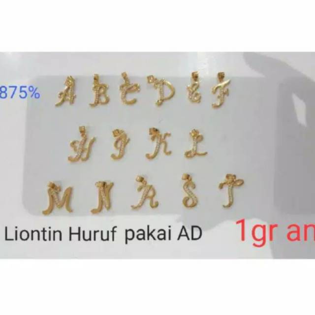 Pendant Jewellery Hadiah Pacar Inisial Liontin Emas asli huruf
