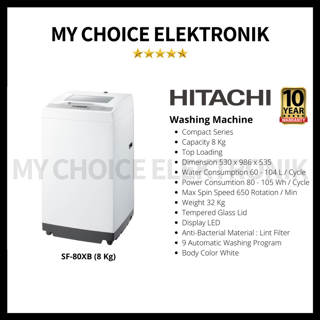 Hitachi Washing Machine SF-80XB WH