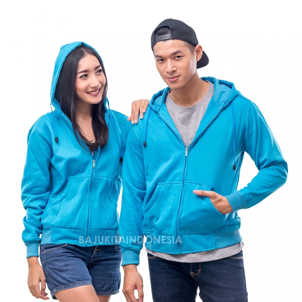 Hoodie Ziper Polos Pria dan Wanita - Hoodie Ziper polos