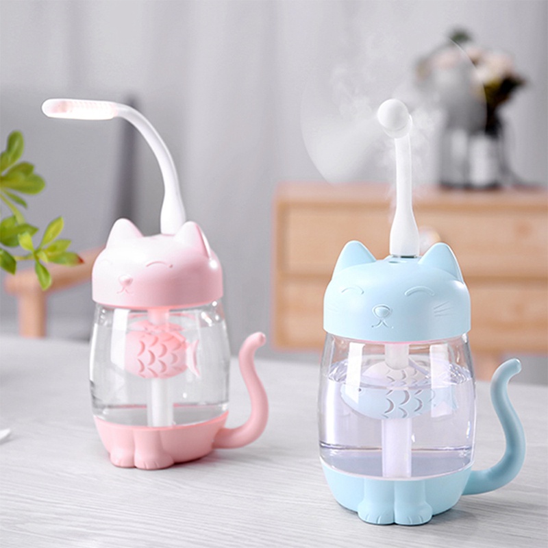 Humidifier Diffuser Aromaterapi Purifier Lampu 350ML Tidur Usb Anak Kucing