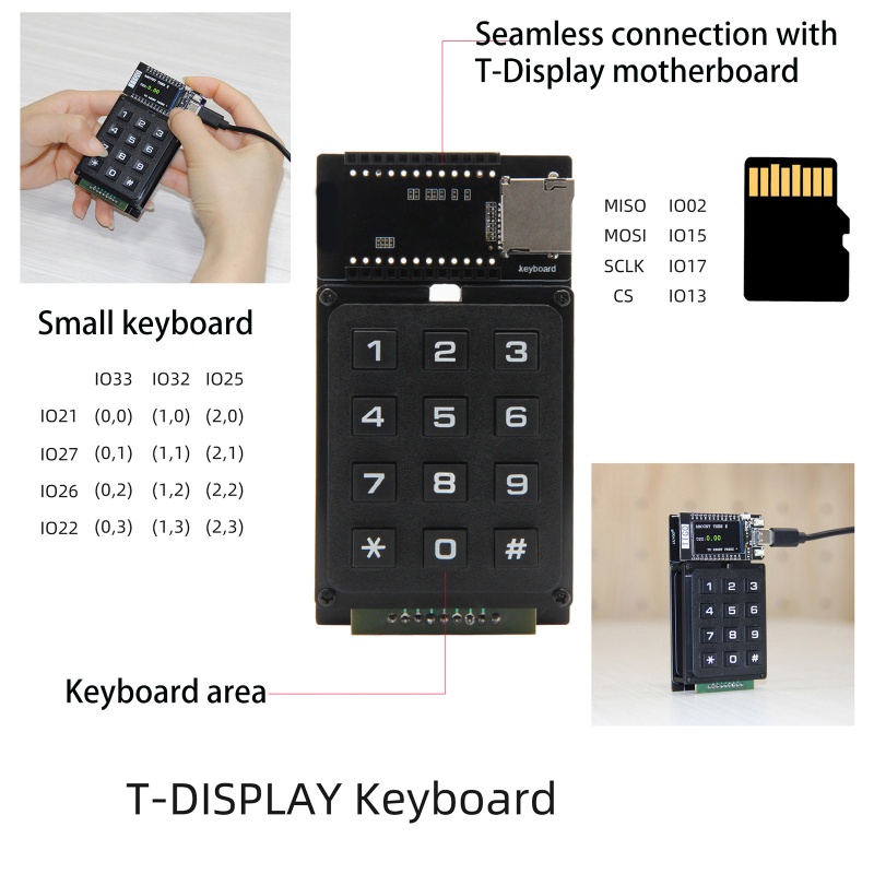 Btsg T-Display LCD Control Board Untuk Modul Keyboard LNURLPoS TF Card Baca Untuk T Disp